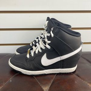Nike iD Dunk Sky Hi Size 8 US Wedge Heel Black Sneakers Shoes 747283-994